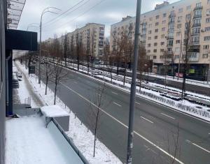 a view of a city street with snow on the ground at Arena Summit Apart Hotel in Kyiv