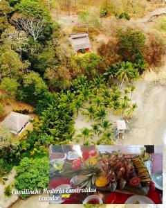 una vista aérea de un jardín con comida en una mesa en Hosteria Cumilinche, en Same