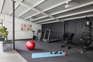 a gym with a red ball and exercise equipment at Punthill Spring Hill in Brisbane