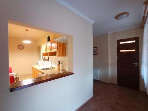 Kuchyň nebo kuchyňský kout v ubytování Apartmanház Mohács