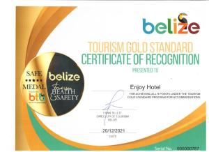 Certifikát, hodnocení, plakát nebo jiný dokument vystavený v ubytování Enjoy Hotel