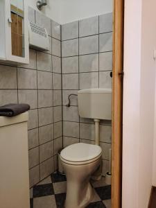 ein Bad mit einem WC und einem Waschbecken in der Unterkunft nice apartment in Wien