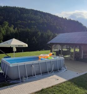 בריכת השחייה שנמצאת ב-Domek w Górach Sowich "Go Sowie" Jacuzzi Basen Sauna או באזור