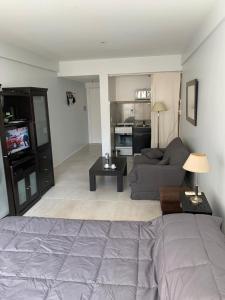 a living room with a bed and a couch at RECOLETA STUDIO in Buenos Aires