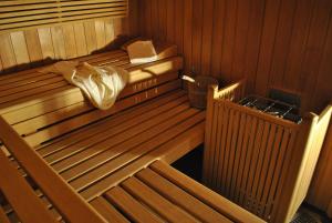 an overhead view of a wooden sauna with at Gasthof Panorama in Obsteig