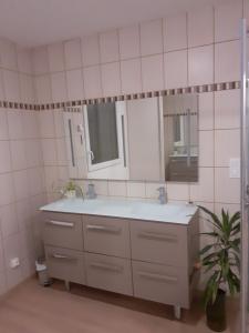 a bathroom with a sink and a mirror at Eclosion de lumière in Montmirail