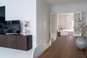 Televisor o centre d'entreteniment de Spacious and central apartment with private sauna