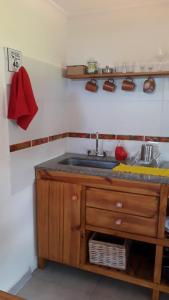 a kitchen with a sink and a counter at Arboleda Monoambiente in El Hoyo