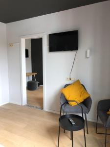 TV a/nebo společenská místnost v ubytování Hotel Le Cygne d'Argent