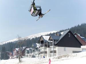 ヴィートコヴィツェにあるApartment Horní Mísečky-2 by Interhomeのスキーをしている人、リゾートの上空を飛んでいる