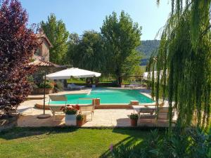 a swimming pool in a yard with an umbrella at Apartment Casa Ricardo n- 4 by Interhome in Montefiascone