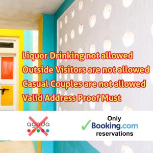 Ein Zeichen, das darauf hinweist, dass innen gebohrt werden darf, dass externe Besucher nicht erlaubt sind, ist nicht zulässig. in der Unterkunft Shaman House in Puducherry