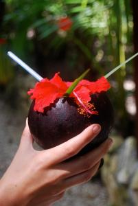 a person holding a eggplant with a red flower on it at Abezza Resort And Spa in Maskall +48 photos