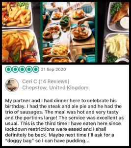a screenshot of a tweet about a buffet of food at The Coach and Horses Inn in Chepstow +34 photos