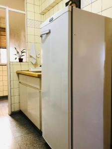 a white refrigerator in a kitchen with a counter at Departamento en Ciudad de Mendoza in Mendoza