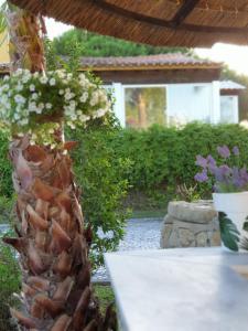 Una mesa con un ramo de flores. en Quinta Lagus Resort - Casa de Campo, en Palmela