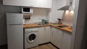 ネルハにあるmi apartamento 60のキッチン(洗濯機、電子レンジ付)