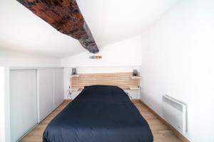 een slaapkamer met een groot bed in een kamer bij Appartement cosy et moderne en plein cœur du centre ville in Mâcon