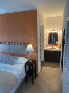 Postel nebo postele na pokoji v ubytování Villa Escondida Guest House Cozumel Downtown