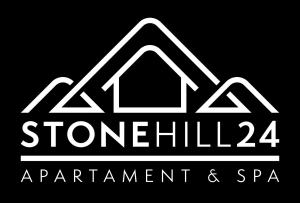 logotipo blanco para un departamento y spa en StoneHill24 - Apartament & Spa, en Szklarska Poręba