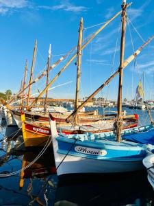 Un grupo de barcos están atracados en un puerto en Au Petit Paradis, en Roquefort-la-Bédoule