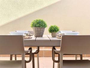 a table with two potted plants on top of it at Sofía Suites in Cambrils