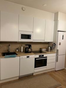 Kuchyň nebo kuchyňský kout v ubytování Cozy centre apartament Kuopio