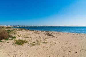 een zandstrand met de oceaan op de achtergrond bij Casa Vacanza Pirandello in Torre Lapillo