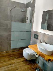 a bathroom with a toilet and a sink and a shower at suite room malpensa b&b in Cardano al Campo