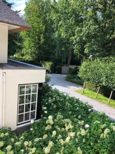 un jardin de roses devant une maison dans l'établissement Schilde Cottage, à Schilde