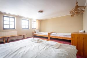 Postel nebo postele na pokoji v ubytování Chalupa Hrázděnka v Krušných horách
