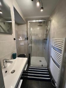a bathroom with a shower and a sink at La Suite D'Hélène - Appartement T2 50m2 entre Genève et Chamonix - Parking Privé in Scionzier