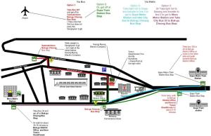 un diagrama esquemático del emplazamiento propuesto del intercambio propuesto en Yusun Guesthouse, en Busan