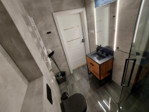耶萊尼亞古拉的住宿－Allewidok，一间带水槽和镜子的小浴室