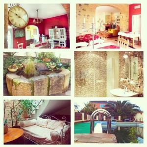 un collage de fotos de un baño y una casa en Casa Rural Valdevilano, en La Roca de la Sierra