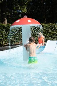 un joven jugando en un parque acuático en Recreatiepark de Voorst, en Kraggenburg