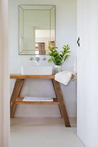 een badkamer met een wastafel en een spiegel bij BoPlaas Country Cottages in Wellington