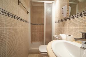 un bagno con wc, lavandino e doccia di Apartamentos Madrid Atocha a Madrid