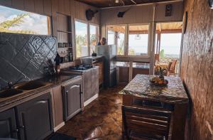 a kitchen with stainless steel appliances and a counter at La Kaz Fleur Vanille in Saint-Benoît