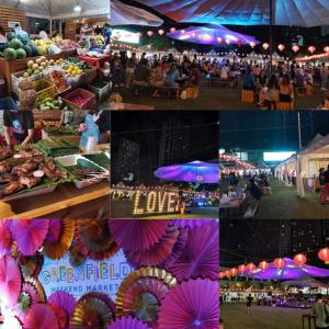 un collage di foto di un mercato con ombrelli viola di Mack's Awesome 15 with Netflix and FastUnliwifi a Manila