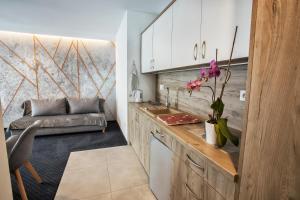 a kitchen with a sink and a couch in a room at Tojemoje in Białka Tatrzańska