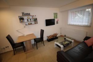 - un salon avec un canapé et une table dans l'établissement Gonsbach - Mikro-Apartment-26qm, à Mayence