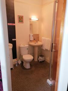 łazienka z toaletą i umywalką w obiekcie Sunrise Apartments w mieście Llandudno