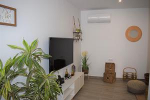 a living room with a flat screen tv on a wall at Apartamento Ladevesa in Elche