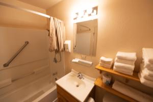Kylpyhuone majoituspaikassa Woodland Motel