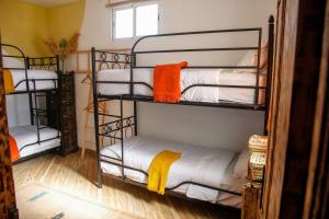 Ein Etagenbett oder Etagenbetten in einem Zimmer der Unterkunft Amayour Surf Hostel