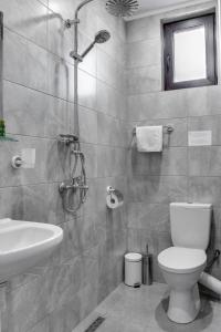 ein Bad mit einem WC und einem Waschbecken in der Unterkunft Family Hotel LILIUM in Kirkowo