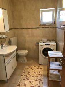 a bathroom with a washing machine and a sink at JELSA center-Sea view apartment near the beach - B2 in Jelsa