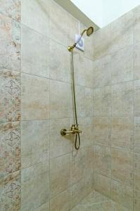 W łazience znajduje się prysznic z głowicą prysznicową. w obiekcie Апартамент Гардения w Warnie