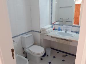 a bathroom with a toilet and a sink at Clube Meia Praia in Lagos